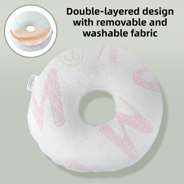 Pink 30CM Round Ear Protection Pillow with Hole Design â€“ Milk Silk Removable Cover and PP Cotton Core, Side Sleeper Pillow & Neck Support Cushion for Ear Pressure Relief