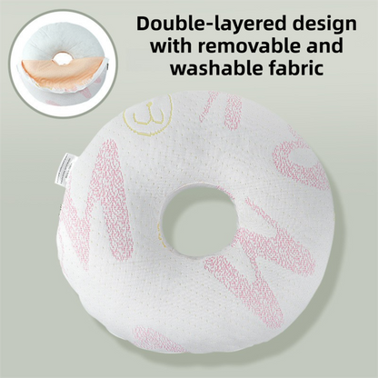Pink 30CM Round Ear Protection Pillow with Hole Design â€“ Milk Silk Removable Cover and PP Cotton Core, Side Sleeper Pillow & Neck Support Cushion for Ear Pressure Relief