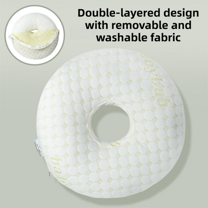 Gold 30CM Round Ear Protection Pillow with Hole Design â€“ Milk Silk Removable Cover and PP Cotton Core, Side Sleeper Pillow & Neck Support Cushion for Ear Pressure Relief