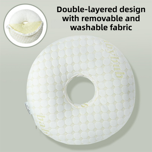 Gold 30CM Round Ear Protection Pillow with Hole Design â€“ Milk Silk Removable Cover and PP Cotton Core, Side Sleeper Pillow & Neck Support Cushion for Ear Pressure Relief