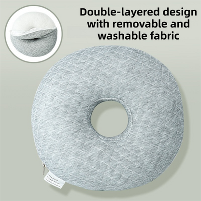 Quilted Grey 30CM Round Ear Protection Pillow with Hole Design â€“ Milk Silk Removable Cover and PP Cotton Core, Side Sleeper Pillow & Neck Support Cushion for Ear Pressure Relief
