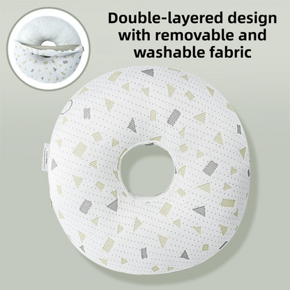 Boer Grey 30CM Round Ear Protection Pillow with Hole Design â€“ Milk Silk Removable Cover and PP Cotton Core, Side Sleeper Pillow & Neck Support Cushion for Ear Pressure Relief
