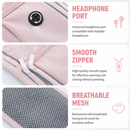 Blue Breathable & Waterproof Lycra Running Waist Bag for Kettle & 7.5" Phone â€“ Lightweight No Bounce Reflective Fitness Belt with 4-Zoned Storage, Earphone Hole and Adjustable Strap for Men and Women
