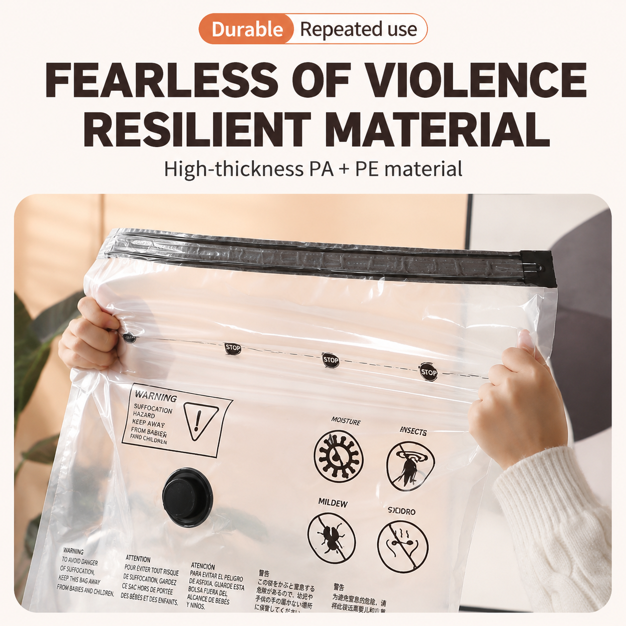 12-Piece Vacuum Storage Bags Set with USB Electric Pump â€“ Thickened PA+PE Space Saving Compression Bags for Clothes, Blankets and Bedding, Leak Resistant Organiser for Home Storage and Travel,  3PCS of S / M / L / XL