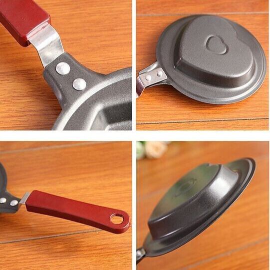 4 Piece Mini Non-Stick Egg Frying Pan Set (Frog / Pig / Bear / Tigger Cartoon Shapes) - 14cm Durable Carbon Steel Cookware with Heat-Resistant Handles for Eggs Pancakes Breakfast