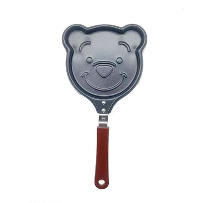 4 Piece Mini Non-Stick Egg Frying Pan Set (Frog / Pig / Bear / Tigger Cartoon Shapes) - 14cm Durable Carbon Steel Cookware with Heat-Resistant Handles for Eggs Pancakes Breakfast