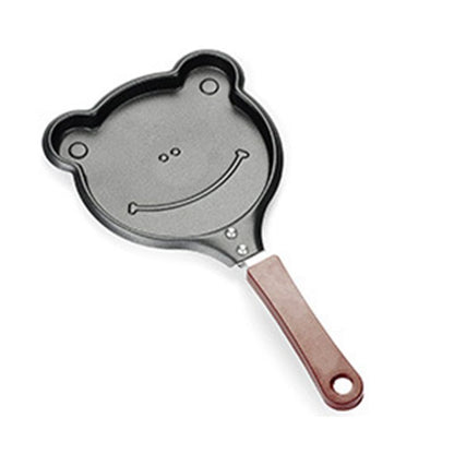 4 Piece Mini Non-Stick Egg Frying Pan Set (Frog / Pig / Bear / Tigger Cartoon Shapes) - 14cm Durable Carbon Steel Cookware with Heat-Resistant Handles for Eggs Pancakes Breakfast