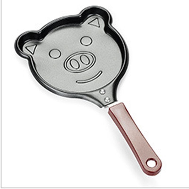 4 Piece Mini Non-Stick Egg Frying Pan Set (Frog / Pig / Bear / Tigger Cartoon Shapes) - 14cm Durable Carbon Steel Cookware with Heat-Resistant Handles for Eggs Pancakes Breakfast