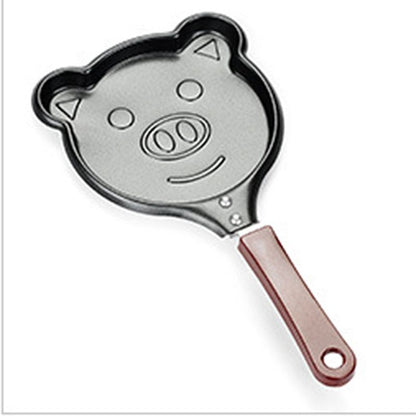 4 Piece Mini Non-Stick Egg Frying Pan Set (Frog / Pig / Bear / Tigger Cartoon Shapes) - 14cm Durable Carbon Steel Cookware with Heat-Resistant Handles for Eggs Pancakes Breakfast