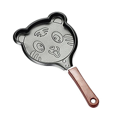 4 Piece Mini Non-Stick Egg Frying Pan Set (Frog / Pig / Bear / Tigger Cartoon Shapes) - 14cm Durable Carbon Steel Cookware with Heat-Resistant Handles for Eggs Pancakes Breakfast