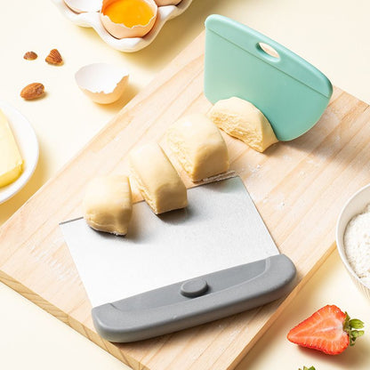Mint Green Bread Baking Tool Set with Silicone Dough Mat + Rolling Pin, 2-in-1 Stainless Steel Dough Scraper Cutter and UFO Bread Scoring Lame with 5 Blades & Leather Case, Complete Home Baking Accessories Kit for Dough Pre