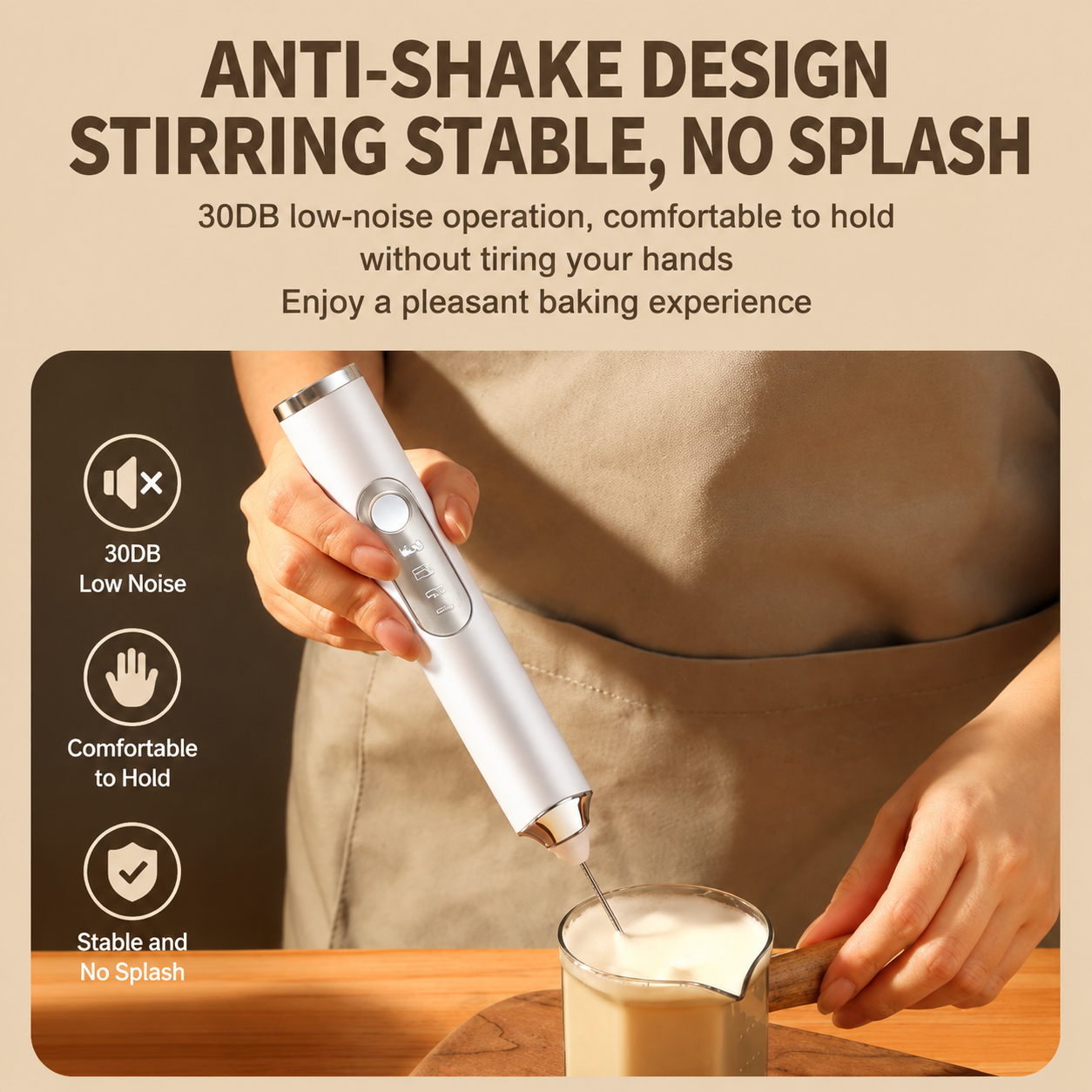 J-17 Black Wireless Handheld Electric Milk Frother / Egg Beater with 2 Stainless Steel Heads, 3-Speed Stable and Anti-Splash, Typec Rechargeable