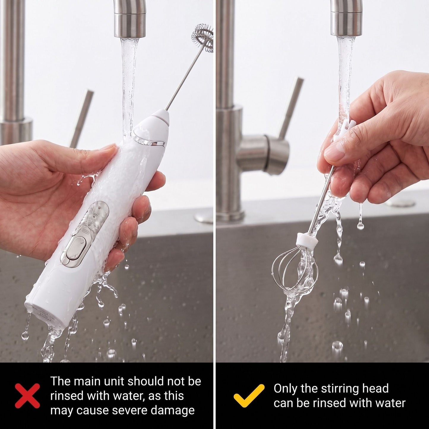 J-17 Black Wireless Handheld Electric Milk Frother / Egg Beater with 2 Stainless Steel Heads, 3-Speed Stable and Anti-Splash, Typec Rechargeable