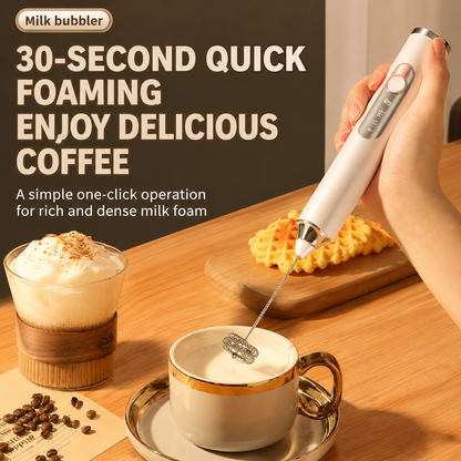 J-17 White Wireless Handheld Electric Milk Frother / Egg Beater with 2 Stainless Steel Heads, 3-Speed Stable and Anti-Splash, Typec Rechargeable