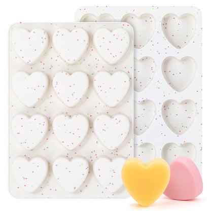 12 Cavity & 48 Cavity Heart Shaped Silicone Nonstick Easy Release Baking Molds - Food Grade Heart Chocolate Mousse Cake Baking Tray for Dessert Candy Jelly