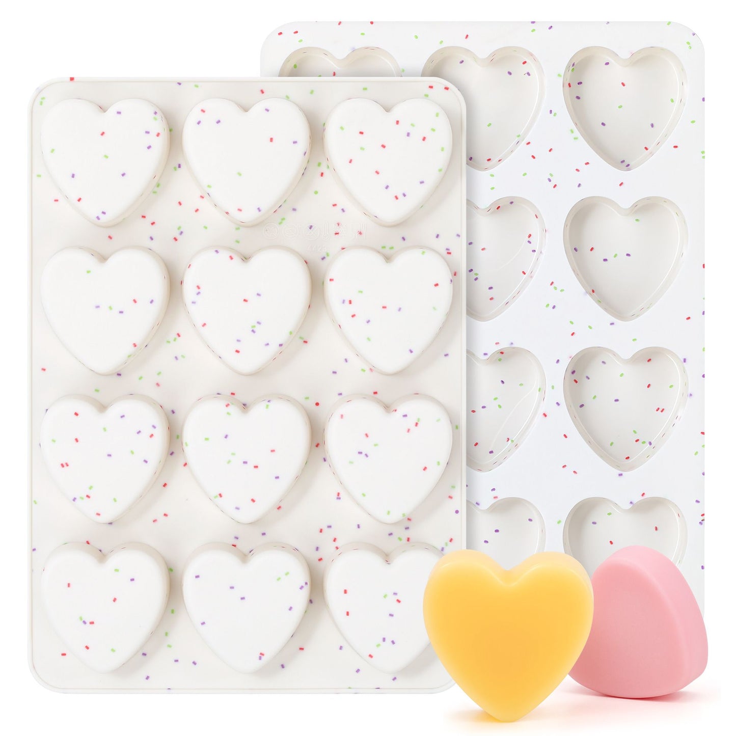 12 Cavity Heart Shaped Silicone Nonstick Easy Release Baking Molds(2PCS) - Food Grade Heart Chocolate Mousse Cake Baking Tray for Dessert Candy Jelly