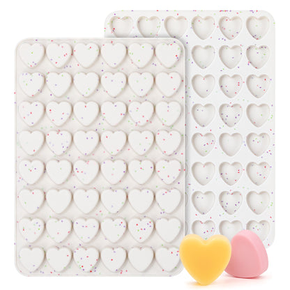 48 Cavity Heart Shaped Silicone Nonstick Easy Release Baking Molds(2PCS) - Food Grade Heart Chocolate Mousse Cake Baking Tray for Dessert Candy Jelly