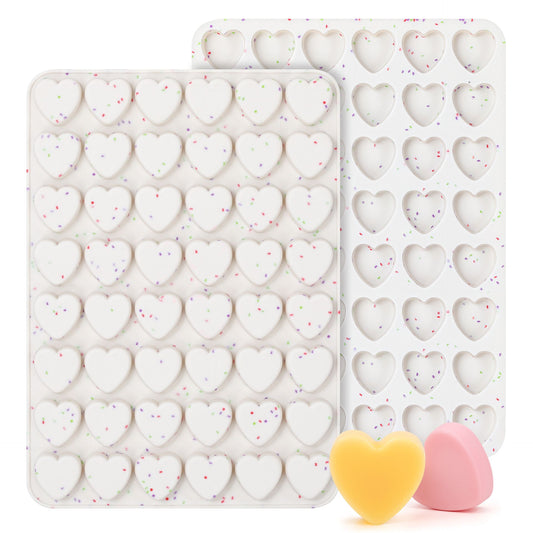 48 Cavity Heart Shaped Silicone Nonstick Easy Release Baking Molds(2PCS) - Food Grade Heart Chocolate Mousse Cake Baking Tray for Dessert Candy Jelly