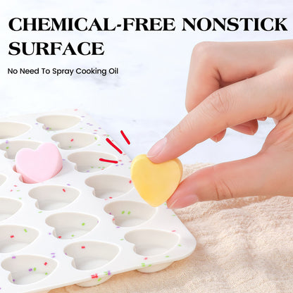 48 Cavity Heart Shaped Silicone Nonstick Easy Release Baking Molds(2PCS) - Food Grade Heart Chocolate Mousse Cake Baking Tray for Dessert Candy Jelly