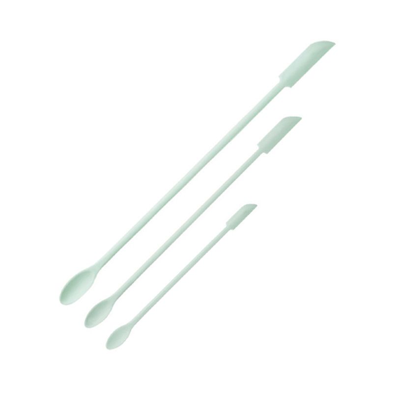 Macaron Blue Silicone Mini Double Ended Spatula Spoon Set of 3 Sizes - Flexible Kitchen Mixing Spatula with Long Handle for Narrow Cosmetic Bottles Jam Jars Cream Containers