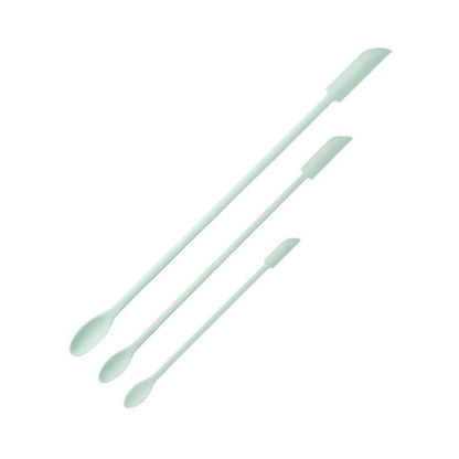Macaron Blue Silicone Mini Double Ended Spatula Spoon Set of 3 Sizes - Flexible Kitchen Mixing Spatula with Long Handle for Narrow Cosmetic Bottles Jam Jars Cream Containers