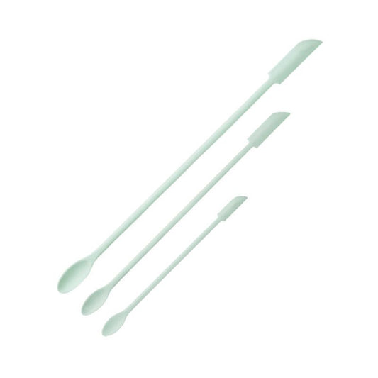 Macaron Blue Silicone Mini Double Ended Spatula Spoon Set of 3 Sizes - Flexible Kitchen Mixing Spatula with Long Handle for Narrow Cosmetic Bottles Jam Jars Cream Containers