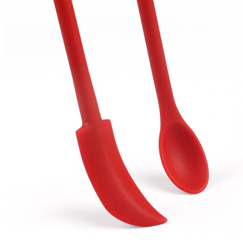 Macaron Blue Silicone Mini Double Ended Spatula Spoon Set of 3 Sizes - Flexible Kitchen Mixing Spatula with Long Handle for Narrow Cosmetic Bottles Jam Jars Cream Containers