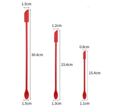 Macaron Blue Silicone Mini Double Ended Spatula Spoon Set of 3 Sizes - Flexible Kitchen Mixing Spatula with Long Handle for Narrow Cosmetic Bottles Jam Jars Cream Containers