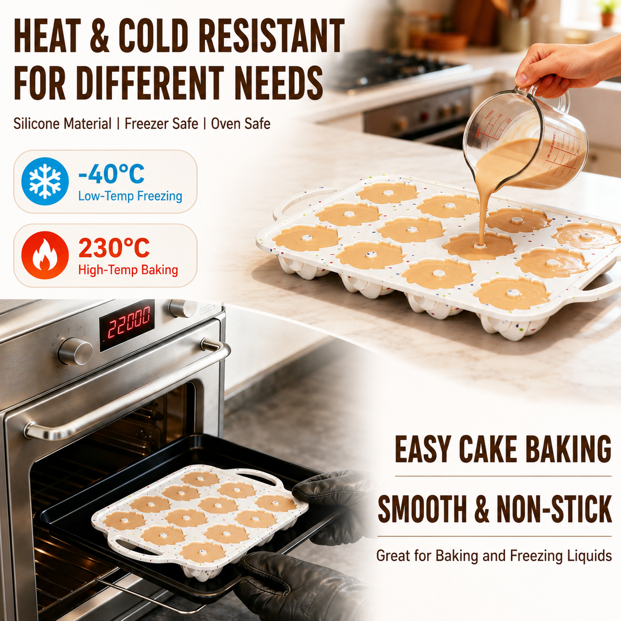 12 Cavity Silicone Bundt Cake Mould and Nonstick Iron Muffins Pan with Braided Hemp Pattern - Hardly Deformed, Easy to Release and Clean, Oven & Freezer Safe for Chocolate Jelly Mousse DIY Baking