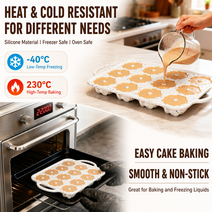12 Cavity Silicone Bundt Cake Mould and Nonstick Iron Muffins Pan with Braided Hemp Pattern - Hardly Deformed, Easy to Release and Clean, Oven & Freezer Safe for Chocolate Jelly Mousse DIY Baking