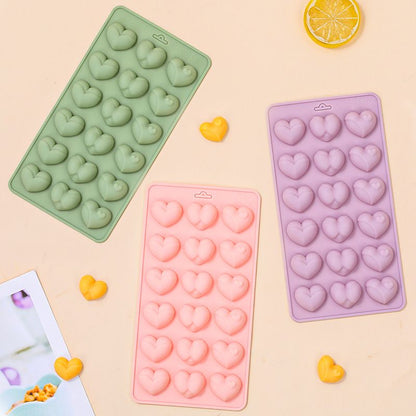 2-Pack Green 18 Cavity Heart Chocolate Flexible Silicone Nonstick Mould with 3 Heart Shapes - Oven Freezer Safe, Easy Release & Clean Dessert Tray for Candy Mousse Jelly Cake Baking