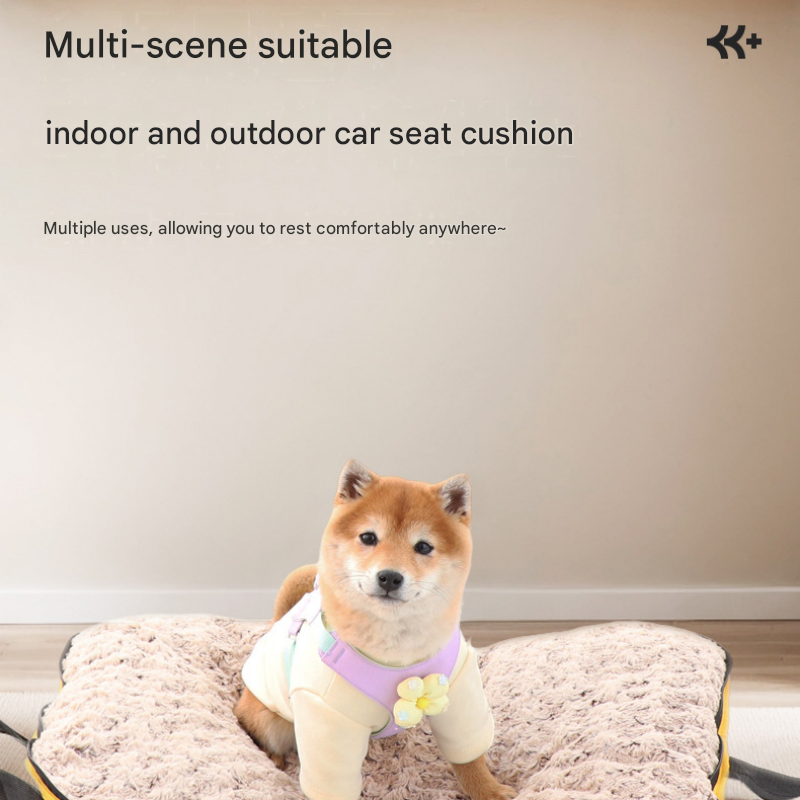Khaki M size Portable Foldable Pet Bed Mat – Waterproof Travel Dog Bed and Cat Cushion with Carry Handles, Removable Washable Cover, Plush Comfort Padding for Indoor and Outdoor Use