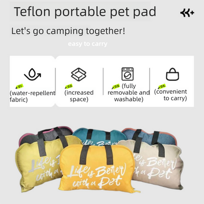 Green  S size Portable Foldable Pet Bed Mat – Waterproof Travel Dog Bed and Cat Cushion with Carry Handles, Removable Washable Cover, Plush Comfort Padding for Indoor and Outdoor Use