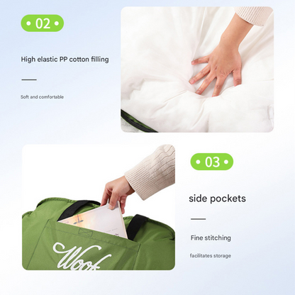 Green M size Portable Foldable Pet Bed Mat – Waterproof Travel Dog Bed and Cat Cushion with Carry Handles, Removable Washable Cover, Plush Comfort Padding for Indoor and Outdoor Use