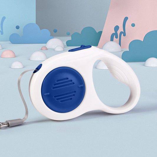 Blue 5M Automatic Retractable Dog Leash –Extendable Pet Lead with One-Button Brake Lock, Tangle-Free 360° Nylon Strap, Durable ABS Housing for Dogs and Puppies
