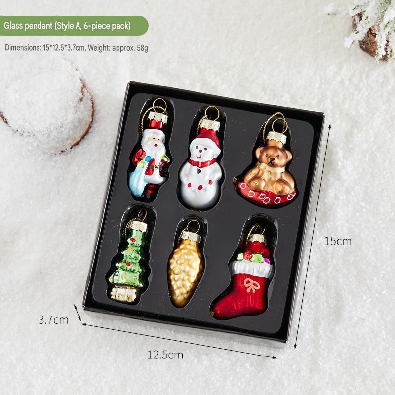 6-piece Christmas Glass Ornament Set – Santa, Snowman & Holiday Character Hanging Decorations for Christmas Tree and Festive Home Decor
