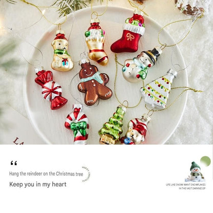 6-piece Christmas Glass Ornament Set – Santa, Snowman & Holiday Character Hanging Decorations for Christmas Tree and Festive Home Decor