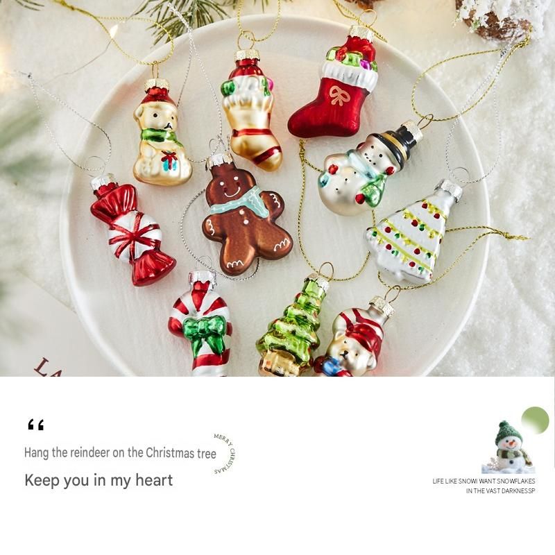 9-piece Christmas Glass Ornament Set – Santa, Snowman & Holiday Character Hanging Decorations for Christmas Tree and Festive Home Decor