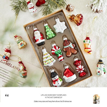 9-piece Christmas Glass Ornament Set – Santa, Snowman & Holiday Character Hanging Decorations for Christmas Tree and Festive Home Decor