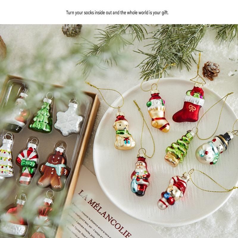 9-piece Christmas Glass Ornament Set – Santa, Snowman & Holiday Character Hanging Decorations for Christmas Tree and Festive Home Decor