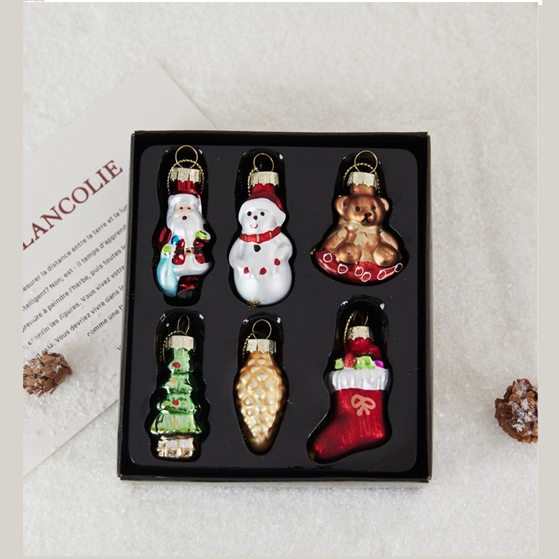 9-piece Christmas Glass Ornament Set – Santa, Snowman & Holiday Character Hanging Decorations for Christmas Tree and Festive Home Decor