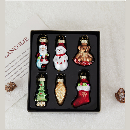 9-piece Christmas Glass Ornament Set – Santa, Snowman & Holiday Character Hanging Decorations for Christmas Tree and Festive Home Decor