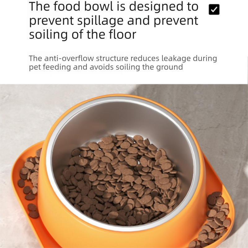 Blue and Orange Cat & Dog Feeding Station with Water Dispenser – Elevated Stainless Steel Pet Bowl Set with Slow Feeder, Anti-Spill Design and Automatic Water Supply