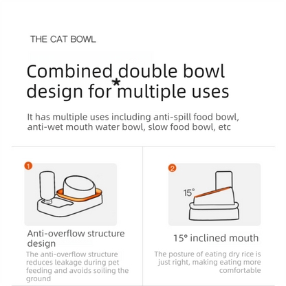 2 pcs  Grey and White Cat Feeding Station with Water Dispenser &  Slow Feeder Bowl Plus Cat Scratching Mat Set Brown 40x60cm Pet Dining and Furniture Protection Bundle