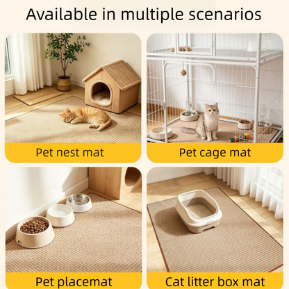 2 pcs  Grey and White Cat Feeding Station with Water Dispenser &  Slow Feeder Bowl Plus Cat Scratching Mat Set Brown 40x60cm Pet Dining and Furniture Protection Bundle