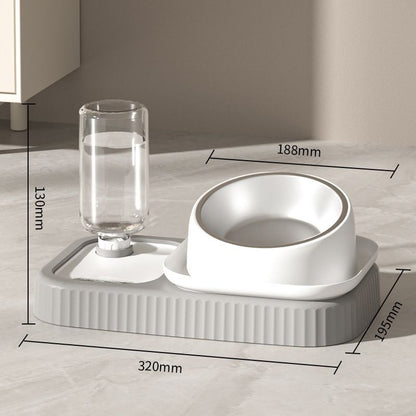 2 pcs  Grey and White Cat Feeding Station with Water Dispenser &  Slow Feeder Bowl Plus Cat Scratching Mat Set Gery 40x60cm Pet Dining and Furniture Protection Bundle