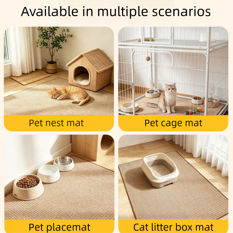 2 pcs  Grey and White Cat Feeding Station with Water Dispenser &  Slow Feeder Bowl Plus Cat Scratching Mat Set Gery 40x60cm Pet Dining and Furniture Protection Bundle