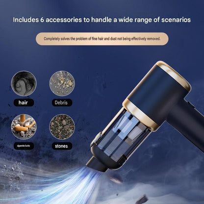 Black Handheld Cordless  Vacuum Cleaner Air Duster 4-in-1 Mini Vacuum Blower Rechargeable Portable Auto Home Cleaning Tool