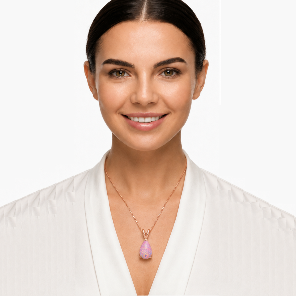 Pink Opal Teardrop Rose gold-plated chain Pendant Necklace for Women, Elegant Sparkling Opal Drop Necklace, Adjustable Chain Fashion Jewellery Gift