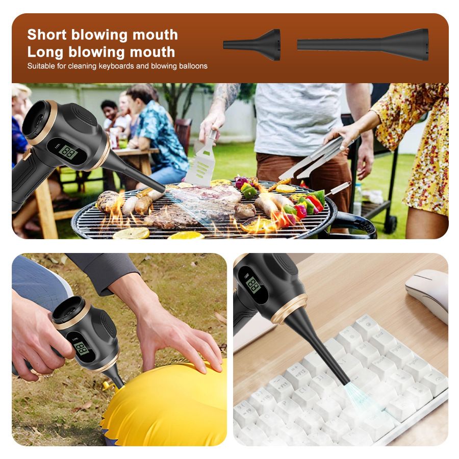 8-piece Black Handheld Cordless Vacuum Cleaner & Air Duster 2-in-1(2 x 2000mAh), Portable Car and Home Cleaning Vacuum with Digital Display